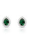 Paraxenies Silver Stud Earrings with Green Stones