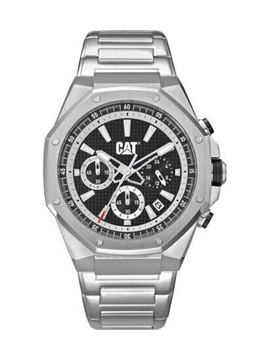 CAT Chrono Mens Ανδρικό Ρολόι Μπαταρίας με Ασημί Ατσάλινο Μπρασελέ