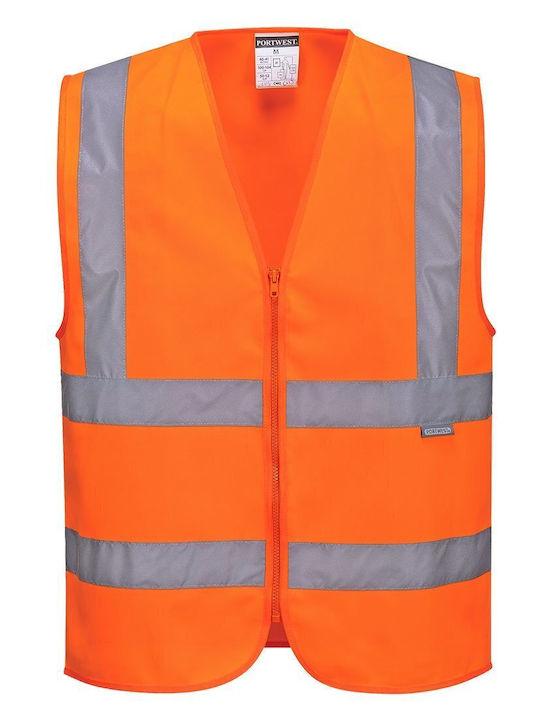 Portwest Men's Work Vest with Reflective Tapes Orange