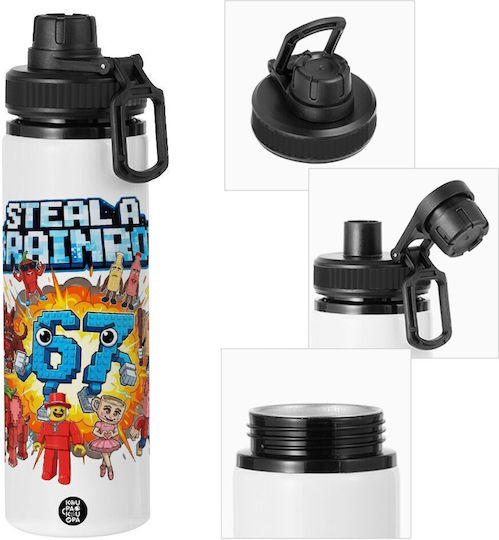 Koupakoupa Steal A Brainrot 67 Roblox Style Kinder Trinkflasche Aluminium mit Schraubverschluss Auslaufsicher 850ml KP_33132_850lidSchwarz