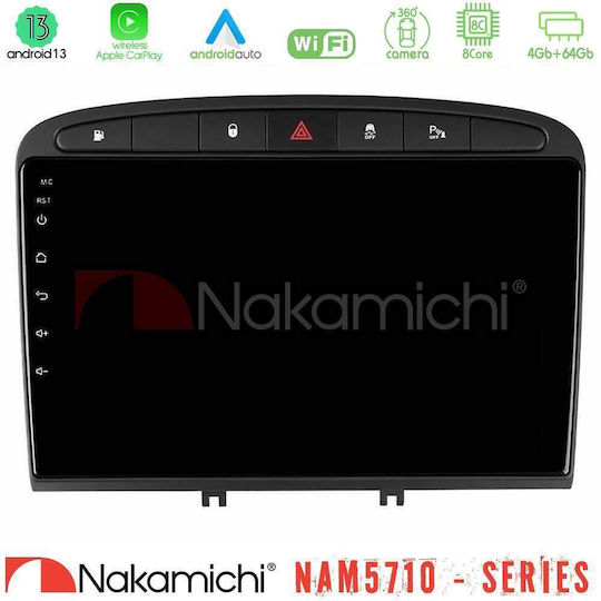 Nakamichi Ηχοσύστημα Αυτοκινήτου για Peugeot 308 / RCZ 2009-2015 (Bluetooth/USB/WiFi/GPS/Apple-Carplay/Android-Auto) με Οθόνη Αφής 9"