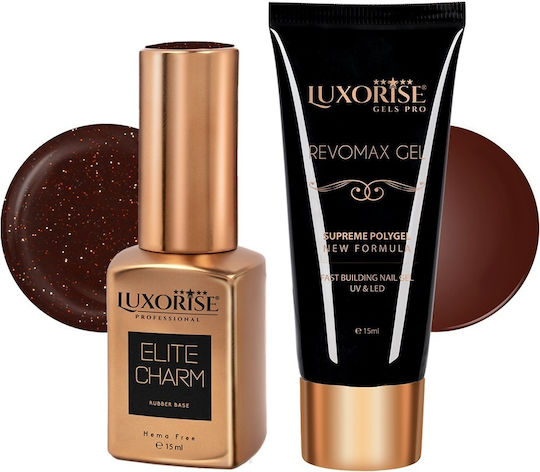 Polygel Rubber Base Set Caramel Wine Luxorise