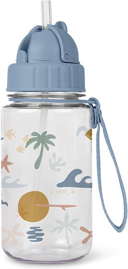 Saro Good Vibes Детска Бутилка За Вода Пластмасова със Сламка 400ml