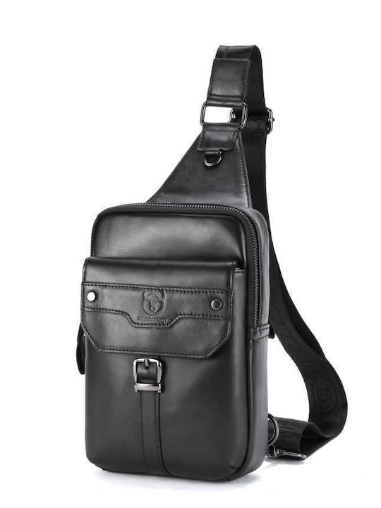 Leather Men's Sling Bag Black