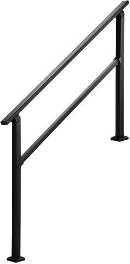 Balustradă Pentru Terase 4-5 Trepte Exterioare Oțel Negru 1380 X 84 X 920 Mm Unghi Reglabil