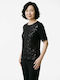 Women's Short Sleeve Black Blouse