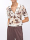 Γυναικεία Polo Μπλούζα Floral Εκρου-καφε