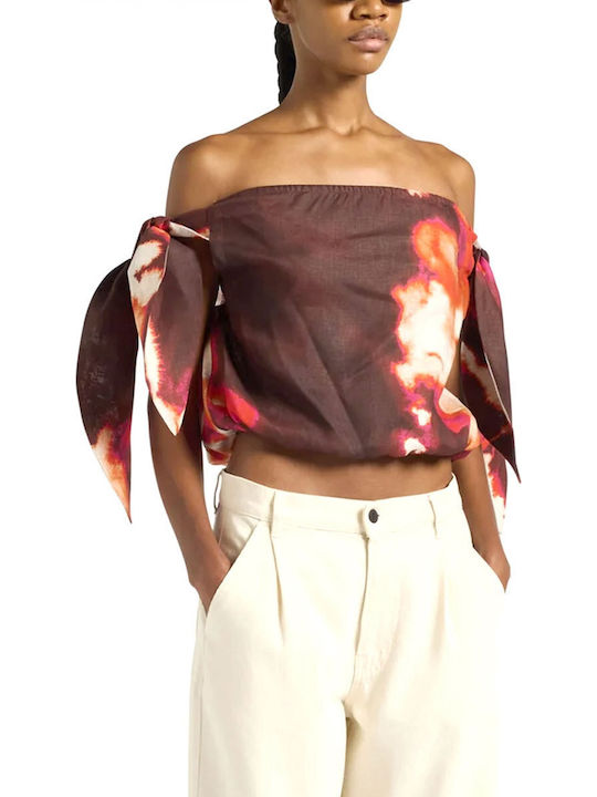 Γυναικείο Καλοκαιρινό Crop Top Λινό Πολυχρωμο