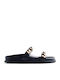 Leather Women's Flat Sandals Black