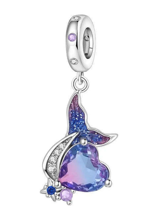 Charmy Heart Charm in Silver with Zircon