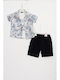 Set De Îmbrăcăminte Pentru Copii Cu Pantaloni Scurți Vară 3 Bucăți Albe