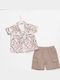 Kids Clothing Sets Summer with Shorts 3 Pieces Brown