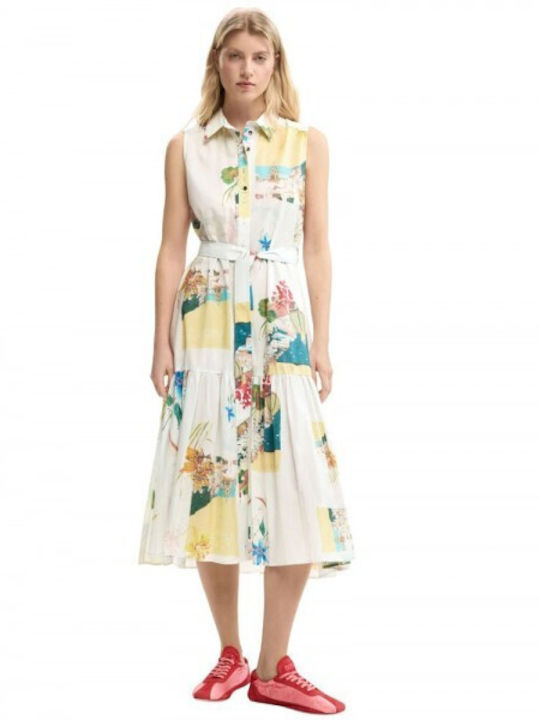 Summer Midi Shirt Dress Stick Blue