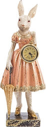 Easter Rabbit Clock Umbrella Dress Pink Polyresin 13x11x35cm Code 818-00072