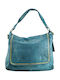 Leather Women's Shoulder Bag Cyan