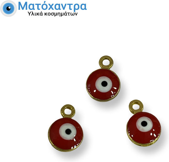 Μάτι Μεταλλικό Χρυσό Σμάλτο Κόκκινο 7mm 25 Τμχ