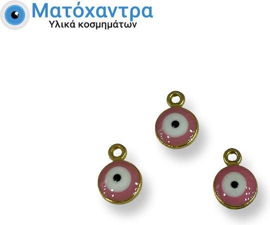 Metal Eye Gold Enamel Pink 7mm 25 Pcs