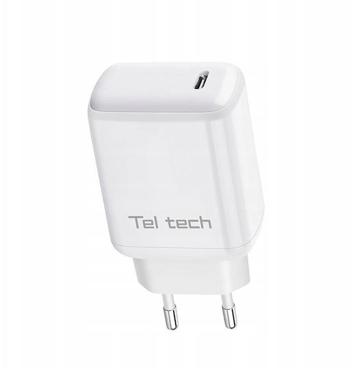 Teltech Handyladegerät Ohne Kabel mit USB-C Ausgangsanschlüsse 30W Weiß (TCH-04)