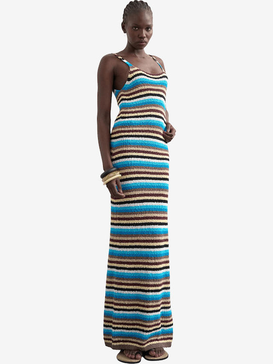 Topshop Summer Maxi Knitted Dress Blue