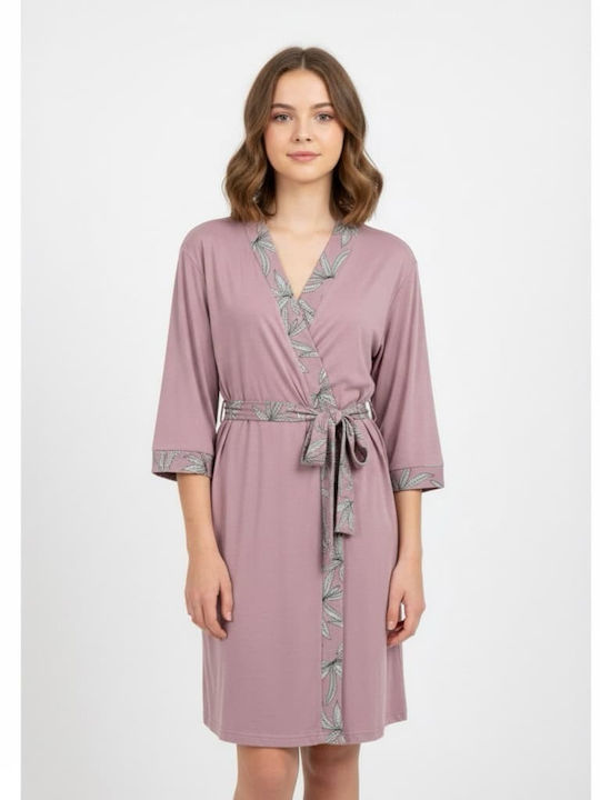 Caress Caress Summer Women's Cotton Pink Robe