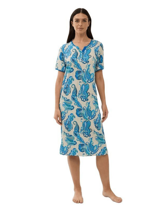 GoldenBay Summer Women's Nightgown Multicolour Electric Blue
