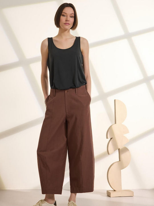 Γυναικείο Υφασμάτινο Capri Παντελόνι Brown