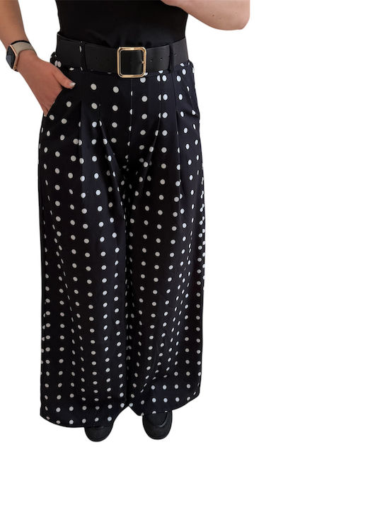 Women's Fabric Trousers with Rubber Band Black
