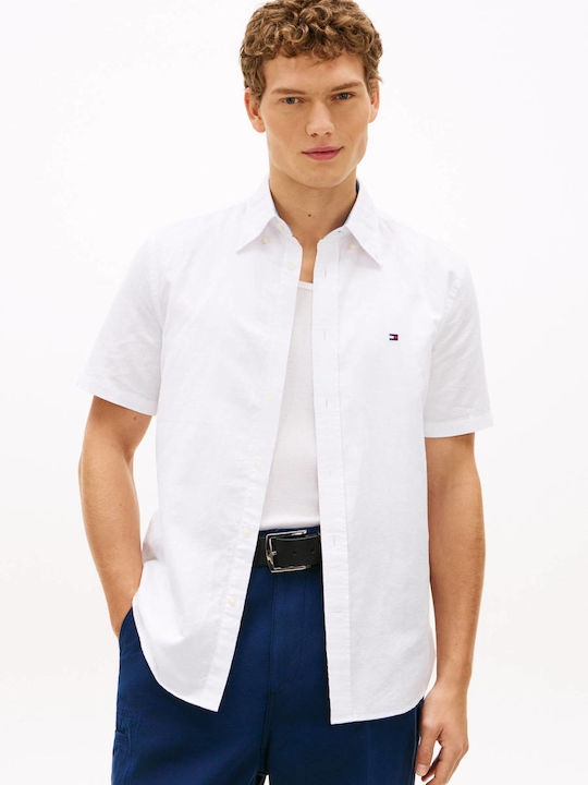 Tommy Hilfiger Κοντομάνικο Λινό Πουκάμισο Λευκο