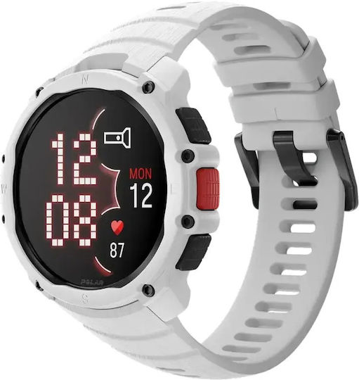 Polar Street X 45mm Αδιάβροχο Smartwatch με Παλμογράφο (Snow White)