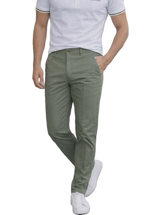 Cotton Green Chino Trousers in Slim Fit Green
