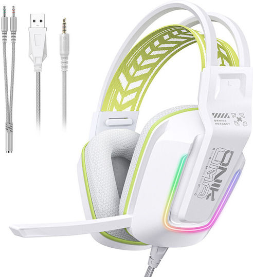 Onikuma X13 Over Ear Gaming Headset με σύνδεση 3.5mm / USB Λευκό