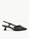 Leather Pointed Toe Heels with Strap & Medium Black Heel