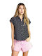 Short Sleeve Women's Shirt Floral Floral FBL013-105-05-Navy