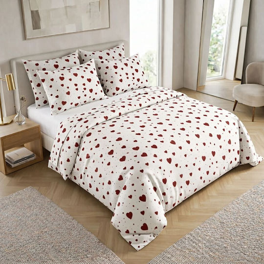 Pucioasa Σετ Παπλωματοθήκη Βαμβακοσατέν 200x230cm Διπλή με 2 Μαξιλαροθήκες & 1 Σεντόνι Burgundy