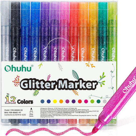Ohuhu Dazzle Zeichenstifte Zeichnung mit Glitzer Set 12 Farben