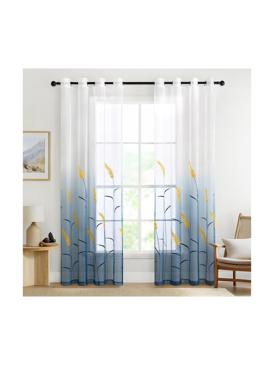 Miulee Set Window Curtains With White Grommets 140x225cm