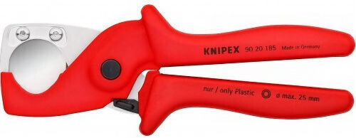 Cutter Profesional Țevi Furtunuri Knipex 90 20 185 185 Mm Tăiere Precisă Țevi din Plastic Mânere Ranforzate Original Germania