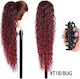 Postiche Ponytail Synthetic Hair Kanekalon High Quality Clamper Water Wave Red Burgundy # T1b/bug 71cm