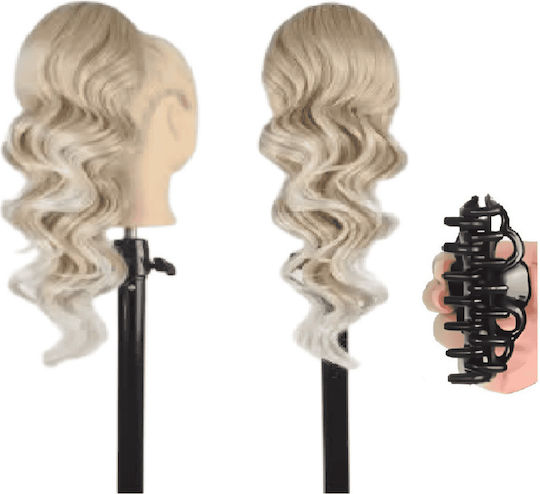 Постиш Опашка Ponytail Синтетична Коса Kanekalon Висококачествен Кламър Loose Curl Блондинка Платина 103/60 50см