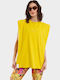 Bubble Women's Summer Cotton Sleeveless Yellow Blouse