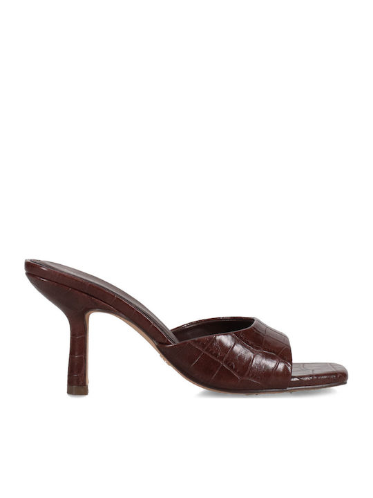 Mules with High Heel in Brown Colour