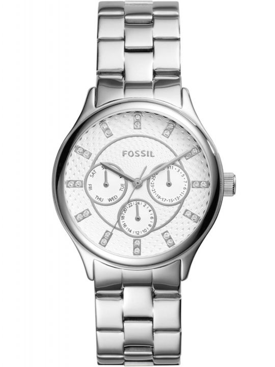 Fossil Modern Sophisticate Ceas Dama 36mm Cronograf Cu Baterie Cu Brățară Din Oțel Inoxidabil Argintiu