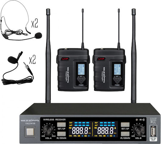 ZZiPP TXZZ416 Set Drahtloses Dynamisches Mikrofon Kopf & 2x Bodypack 606-630MHz