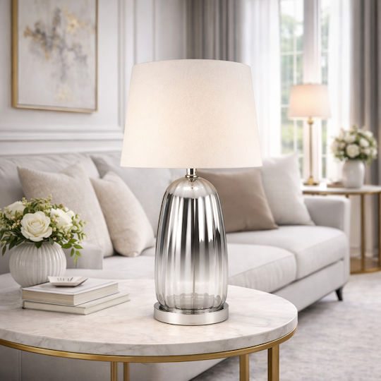 Galifas Glass Table Lamp with White Shade and Base