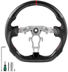Vevor Autolenkrad 2008-2020 Nissan 370z Carbon Fiber D-Form Flat-Bottom Leder Griff Nicht-Rutschende Textur & Präzise Nähte Zubehör Ersatz Nissan 370z Schwarz