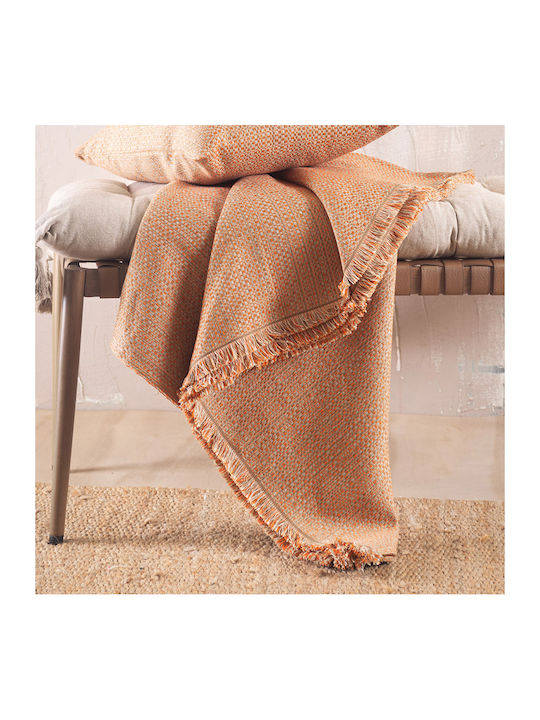 Rythmos Kelsey Cuvertură Pentru Canapea 4 Locuri 2 Fețe Jacquard 180x330cm Teracotă