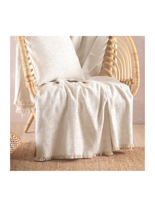 Rythmos Pixil Sofa Throw 2 Seater 2 Sides Jacquard 180x240cm Ecru