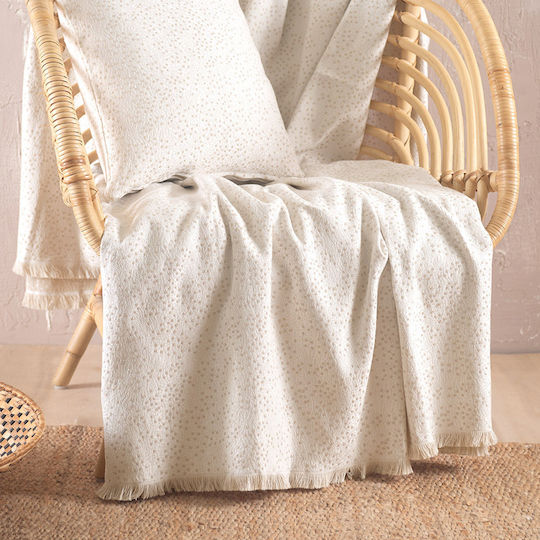 Rythmos Pixil Sofa Throw 2 Seater 2 Sides Jacquard 180x240cm Ecru