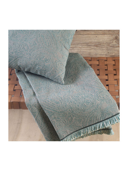 Rythmos Ivy Armchair Throw 2 Sides Jacquard 160x180cm Blue