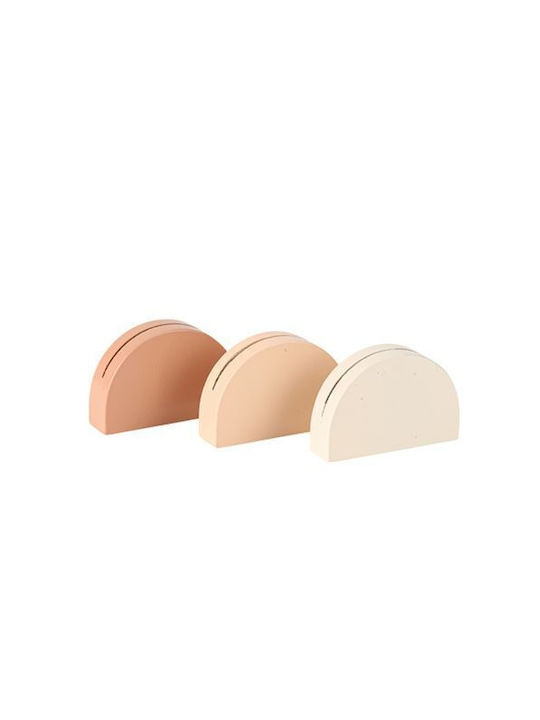 Beauty Home 3 Wooden Bases Different Colors Curved Tags 4x6x1.5cm
